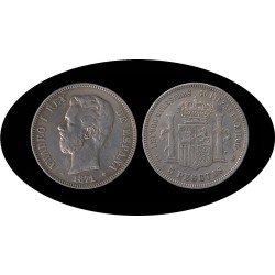 España 5 Pesetas Plata Duro 1871 *73 DE M Amadeo I