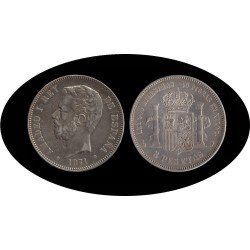 España 5 Pesetas Plata Duro 1871 *74 DE M Amadeo I