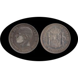 España 5 Pesetas Plata Duro 1883 *83 MS M Alfonso XII España 5 Pesetas Plata Duro 1883 *83 MS M Alfonso XII