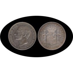 España 5 Pesetas Plata Duro 1885 *87 MS M Alfonso XII España 5 Pesetas Plata Duro 1885 *87 MS M Alfonso XII