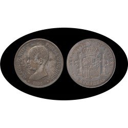 España 5 Pesetas Plata Duro 1891 *91 PG M Alfonso XIII España 5 Pesetas Plata Duro 1891 *91 PG M Alfonso XIII