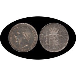 España 5 Pesetas Plata Duro 1884 *84 MS M Alfonso XII España 5 Pesetas Plata Duro 1884 *84 MS M Alfonso XII