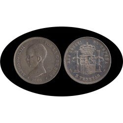 España 5 Pesetas Plata Duro 1888 *88 MP M Alfonso XIII España 5 Pesetas Plata Duro 1888 *88 MP M Alfonso XIII