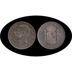 España 5 Pesetas Plata Duro 1885 *87 MS M Alfonso XII España 5 Pesetas Plata Duro 1885 *87 MS M Alfonso XII