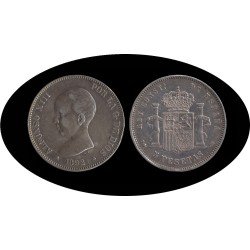 España 5 Pesetas Plata Duro 1892 *92 PG M Alfonso XIII España 5 Pesetas Plata Duro 1892 *92 PG M Alfonso XIII