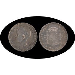 España 5 Pesetas Plata Duro 1898 *98 SG V Alfonso XIII España 5 Pesetas Plata Duro 1898 *98 SG V Alfonso XIII
