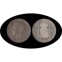 España 5 Pesetas Plata Duro 1899 *99 SG V Alfonso XIII España 5 Pesetas Plata Duro 1899 *99 SG V Alfonso XIII