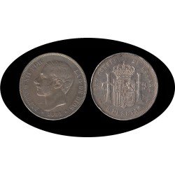 España 5 Pesetas Plata Duro 1884 *84 MS M Alfonso XII España 5 Pesetas Plata Duro 1884 *84 MS M Alfonso XII