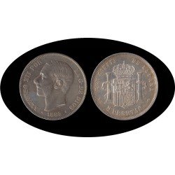 España 5 Pesetas Plata Duro 1883 *83 MS M Alfonso XII España 5 Pesetas Plata Duro 1883 *83 MS M Alfonso XII