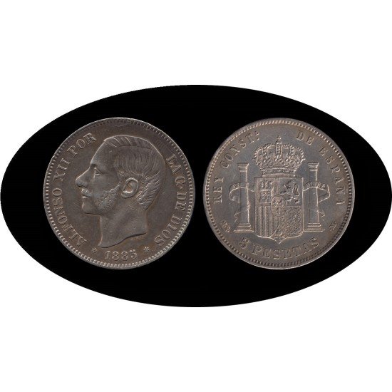 España 5 Pesetas Plata Duro 1885 *87 MS M Alfonso XII España 5 Pesetas Plata Duro 1885 *87 MS M Alfonso XII