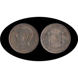 España 5 Pesetas Plata Duro 1883 *83 MS M Alfonso XII España 5 Pesetas Plata Duro 1883 *83 MS M Alfonso XII