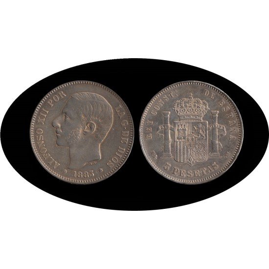 España 5 Pesetas Plata Duro 1883 *83 MS M Alfonso XII España 5 Pesetas Plata Duro 1883 *83 MS M Alfonso XII
