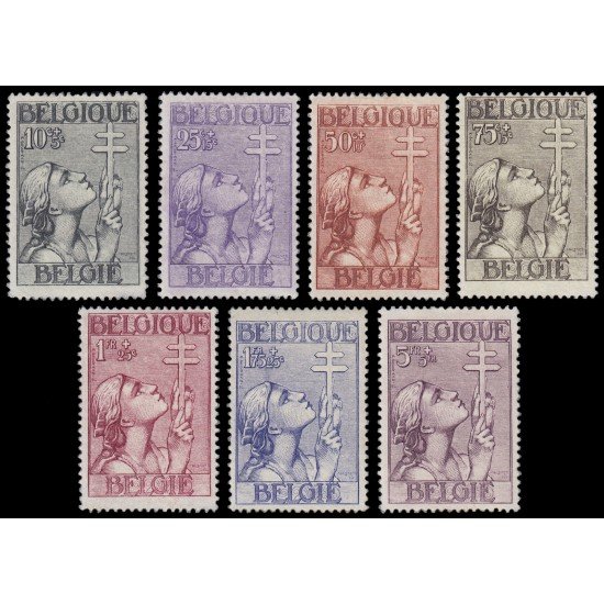 Bélgica 377/83 1933 Fondo contra la tuberculosis Cruz de Lotaringia  MNH