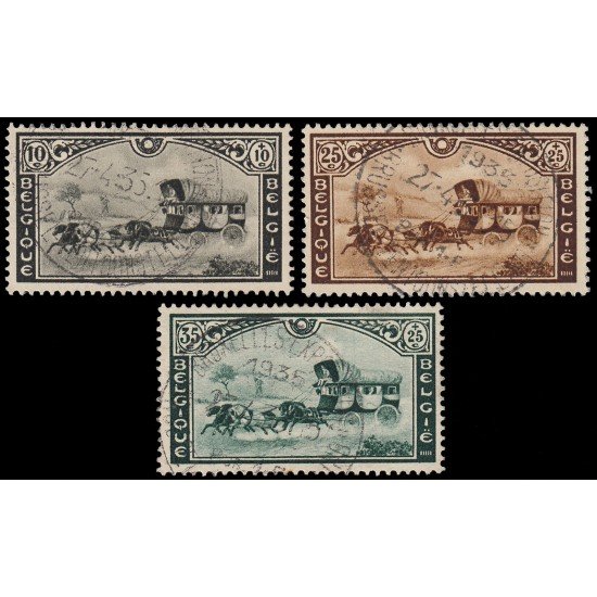 Bélgica 407/09 1935 Exposición filatélica internacional de Bélgica y del Congo Belga Diligencia Usados Bélgica 407/09 1935 Exposición filatélica internacional de Bélgica y del Congo Belga Diligencia Usados