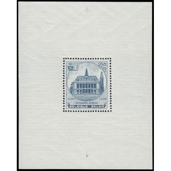 Bélgica HB 6 1936 Exposición Filatélica de Charleroi MNH Bélgica HB 6 1936 Exposición Filatélica de Charleroi MNH