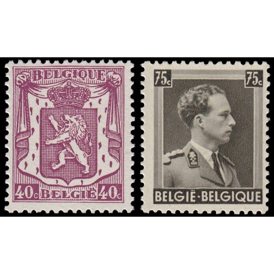 Bélgica 479/80 1938 Escudo de armas Leopoldo III MNH