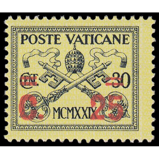 Vaticano 39 1931 Conciliación Escudo Papal con sobrecarga MNH
