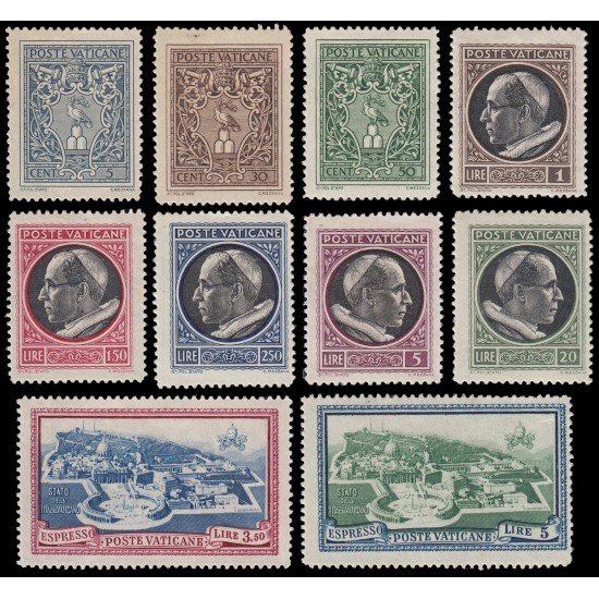 Vaticano 112/19 + 5/6 Expres 1945 Serie Pio XII MNH Vaticano 112/19 + 5/6 Expres 1945 Serie Pio XII MNH
