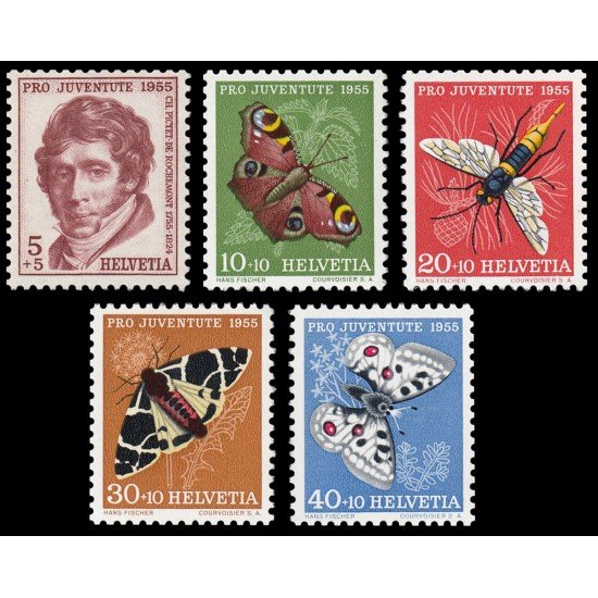 Suiza Switzerland 567/71 1955 Pro juventud Charles Pictet-deRochemont MNH Suiza Switzerland 567/71 1955 Pro juventud Charles Pictet-deRochemont MNH