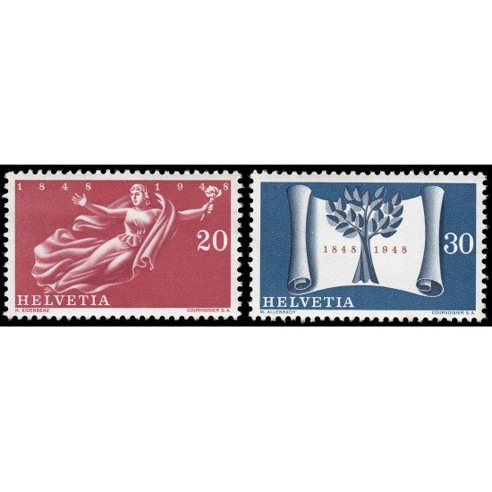 Suiza Switzerland 455/56 1948 Centenario del actual Estado Confederal MNH