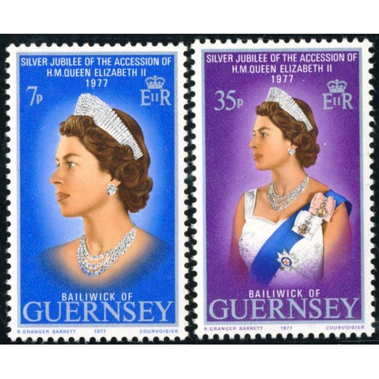 VAR1/S Guernesey Nº 140/41 1977 25º Aniv. de la coronación de Isabel II Lujo VAR1/S Guernesey Nº 140/41 1977 25º Aniv. de la coronación de Isabel II Lujo