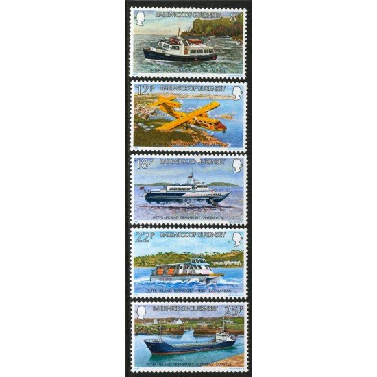 Guernesey Nº 234/38 1981 Medios de transporte entre las islas Lujo Guernesey Nº 234/38 1981 Medios de transporte entre las islas Lujo