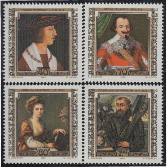 Liechtenstein 750/53 1982 Retratos de visitantes célebres MNH