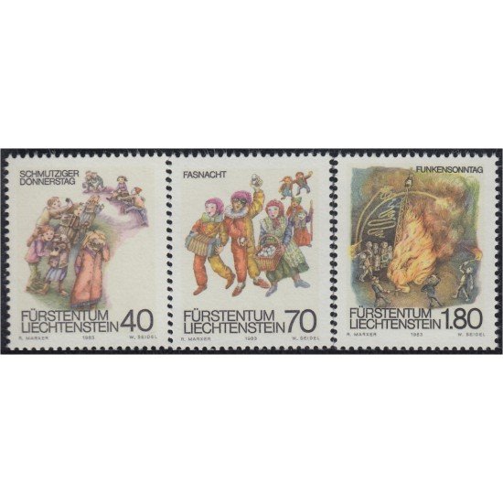 Liechtenstein 759/61 1983 Carnaval y cuaresma MNH Liechtenstein 759/61 1983 Carnaval y cuaresma MNH