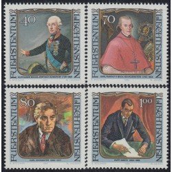 Liechtenstein 780/83 1984 Retratos de visitantes célebres MNH