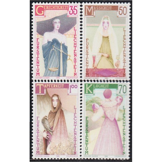 Liechtenstein 812/15 1985 Las cuatro virtudes MNH Liechtenstein 812/15 1985 Las cuatro virtudes MNH