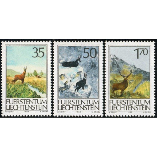 FAU3/S Liechtenstein  Nº 848/50   1986  Fauna -animales de caza-Lujo