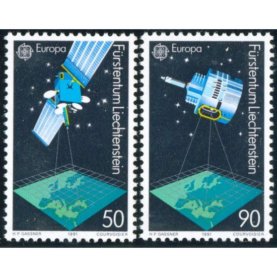 Liechtenstein 952/53 1991 Europa y el espacio MNH Liechtenstein 952/53 1991 Europa y el espacio MNH