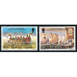 Man (isla de) Nº 33/34  1000 Aniv. del rey  Magnus Haraldson-barcos- Lujo