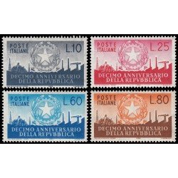 Italia Italy 725/28 1956 10º Aniv. de la República MNH Italia Italy 725/28 1956 10º Aniv. de la República MNH