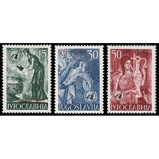 Trieste Post. 75/77 1953 Procedentes de Yugoslavia con sobrecarga (Naciones Unidas) MNH