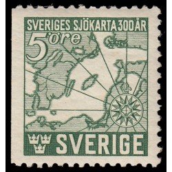 Suecia Sweden 305a 1944 300 aniv. de la primera carta marítima en Suecia MNH