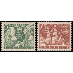 Suecia Sweden 249a/50a 1938 300 aniversario de la colonia Nueva Suecia en América MNH