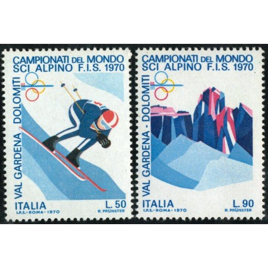 DEP/S Italia Italy Nº 1041/42 1970 Campeonatos del mundo de esquí alpino Lujo DEP/S Italia Italy Nº 1041/42 1970 Campeonatos del mundo de esquí alpino Lujo