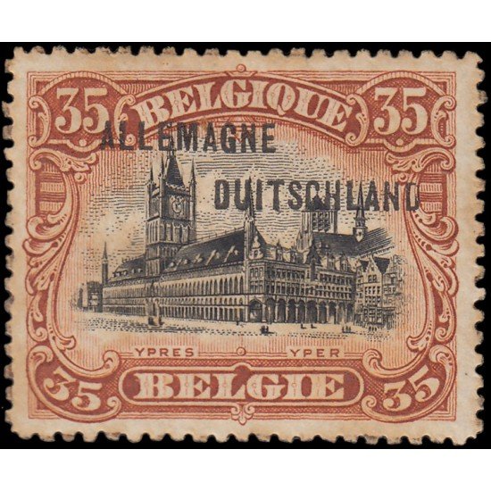 Alemania Ocupación Belga 10 1919/21 Sello de Bélgica con sobrecarga MH