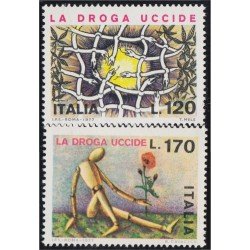 Italia Italy 1292/93 1977 Campaña contra las drogas MNH