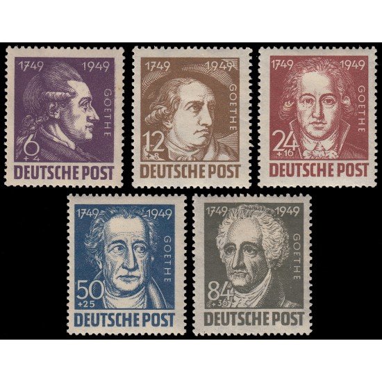 Alemania Oriental 52/56 1949 Emisiones Generales Bicentenario del nacimiento de Goethe MH
