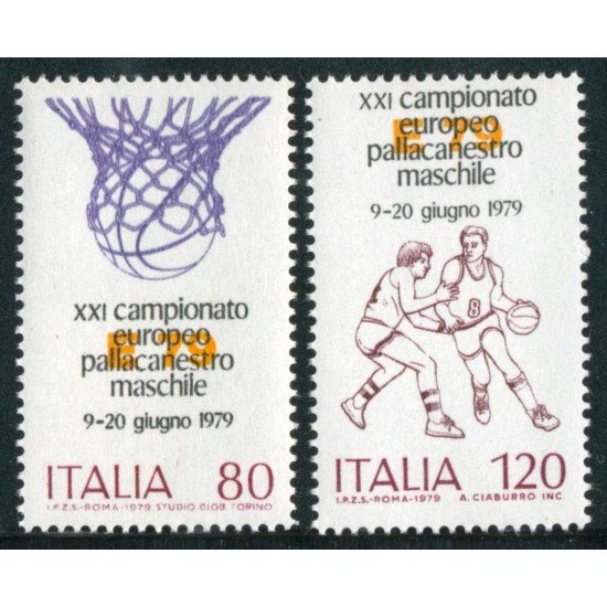 DEP1/S Italia Italy Nº 1394/95 1979 XXIº Campeonato de Europa de baloncesto Lujo DEP1/S Italia Italy Nº 1394/95 1979 XXIº Campeonato de Europa de baloncesto Lujo