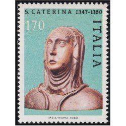 Italia Italy 1420 1980 6º Centenario de la muerte de Sta. Caterina de Siena busto MNH
