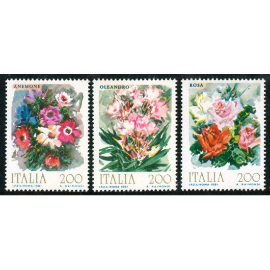 FL1-S Italia Italy Nº 1477/79 1981 Flores de plantas ornamentales-Lujo FL1-S Italia Italy Nº 1477/79 1981 Flores de plantas ornamentales-Lujo