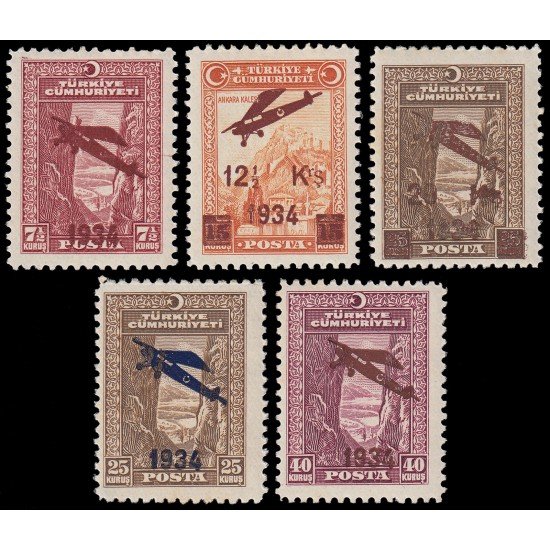 Turquía Turkey A 1/5 1934 Sellos de 1930 con sobrecarga MNH