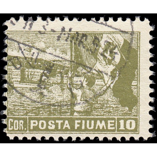 Italia Italy Fiume 48 1919 Emisión local Crucero italiano entrando en el puerto Usados