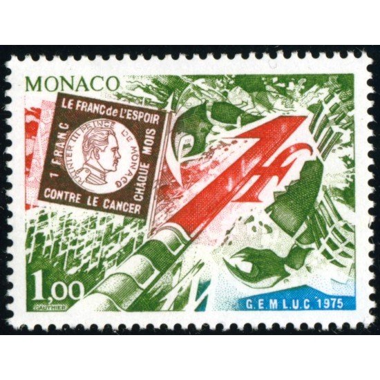 MED/S Monaco Nº 1014 1975 Lucha contra el cáncer Lujo MED/S Monaco Nº 1014 1975 Lucha contra el cáncer Lujo