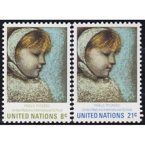 Naciones Unidas New York 217/18 1971 Escuela internacional de la ONU Cuadro de Picasso MNH Naciones Unidas New York 217/18 1971 Escuela internacional de la ONU Cuadro de Picasso MNH