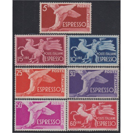 Italia Italy 27/32 E 1945/51 Caballo Alas Jinete MNH Italia Italy 27/32 E 1945/51 Caballo Alas Jinete MNH