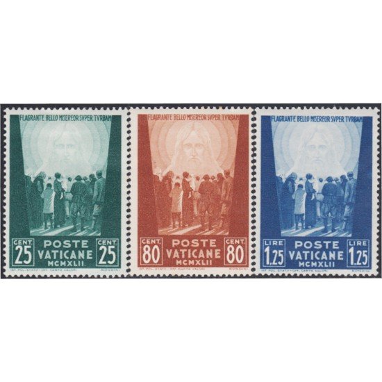 Vaticano 95/97 1942 Por los prisioneros de guerra MNH